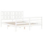 vidaXL Cadre de lit avec tête de lit blanc King Size bois massif