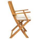 Chaises de jardin pliantes vidaXL avec coussin blanc 2 pièces en bois d'acacia solide
