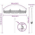 vidaXL Parasol Gris et blanc Ø 160 x 195 cm Acier