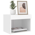 vidaXL Table de chevet murale avec lumières LED blanc