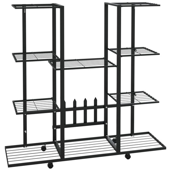 vidaXL Jardinière avec roues 94 5x24 5x91 5 cm Noir Fer