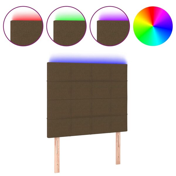 vidaXL Tête de lit à LED Marron foncé 100x5x118/128 cm Tissu