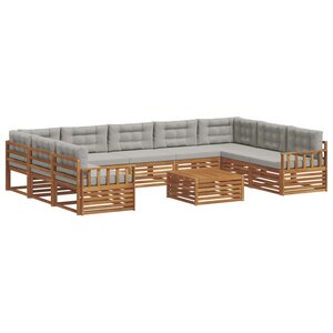 vidaXL Ensemble de canapés d'extérieur 10 Pièces Gris Naturel et Clair