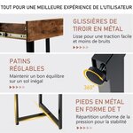Bureau d'ordinateur 120cm tiroir cadre en métal repose-pieds réglables bureau moderne station de travail pour ordinateur portable café 20_0004829