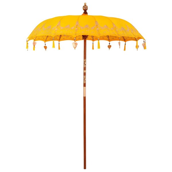 vidaXL Parasol balinais Jaune (180-190) x 260 cm Coton et bois massif