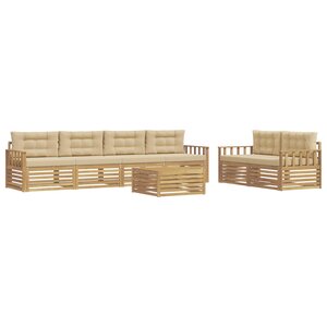 vidaXL Ensemble de canapés d'extérieur 7 pc Blanc et Beige Polyester