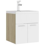 vidaXL Armoire d'évier avec lavabo intégré blanc et chêne sonoma
