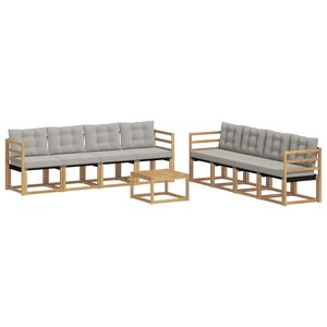 vidaXL Ensemble de canapés d'extérieur 9 Pièces Blanc et gris clair
