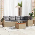 vidaXL Ensemble de canapé de jardin 6 Pièces Beige Poly rotin