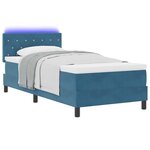 vidaXL Lit à ressort LED avec matelas Bleu foncé 90 x 190 cm Velours