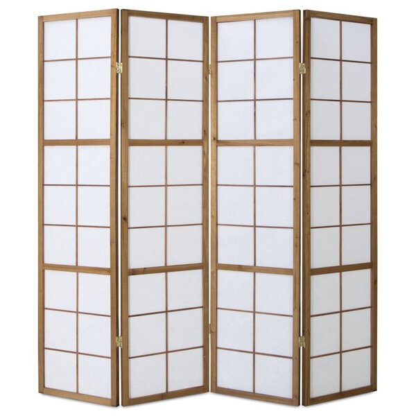 Paravent bois 4 pans marron