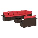 vidaXL Salon de jardin avec coussins 9 Pièces marron résine tressée