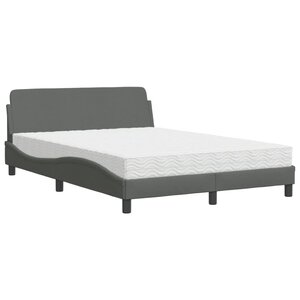 vidaXL Lit avec matelas Dover gris foncé 140x190 cm tissu
