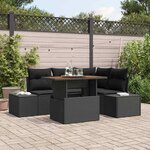vidaXL Ensemble de canapé de jardin avec coussin 5 Pièces Noir et Marron