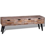 vidaXL Table console TV avec 4 tiroirs Bois de teck recyclé