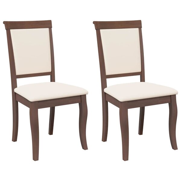 vidaXL Chaises à manger coussins 2 Pièces marron bois massif caoutchouc