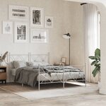 vidaXL Cadre de lit métal sans matelas et pied de lit blanc 140x200 cm