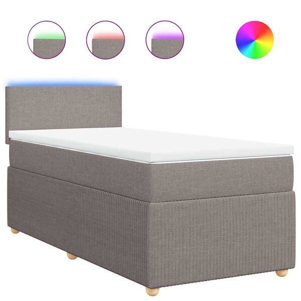 vidaXL Sommier à lattes de lit avec matelas Taupe 90x200 cm Tissu