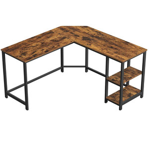 Bureau informatique table d'angle bureau poste de travail avec étagère de rangement table informatique pour maison et bureau montage facile 138 x 138 x 75 cm brun rustique 12_0004652