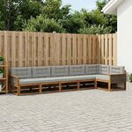 vidaXL Ensemble de canapés d'extérieur 6 Pièces Naturel et Gris clair