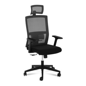 Fauteuil chaise siège de bureau dossier en filet appui-tête charge maximale150 kg noir 14_0000879