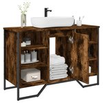 vidaXL Armoire lavabo de salle de bain chêne fumé 91x35x60 cm