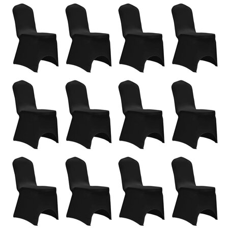 vidaXL Housses élastiques de chaise Noir 12 Pièces