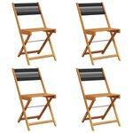 vidaXL Chaises de jardin pliantes lot de 4 noir bois d'acacia massif