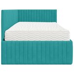 vidaXL Cadre de lit d'angle avec matelas 2 Pièces Turquoise Velours