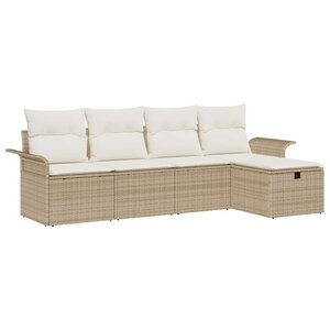 vidaXL Ensemble de canapé de jardin 5 Pièces Beige Poly rotin