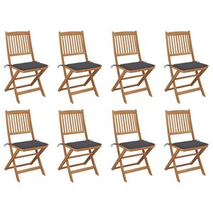 vidaXL Chaises pliables d'extérieur et coussins lot de 8 Bois d'acacia
