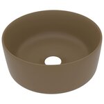 vidaXL Lavabo rond de luxe Crème mat 40x15 cm Céramique