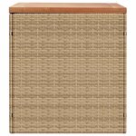vidaXL Boîte de rangement de jardin beige résine tressée bois d'acacia