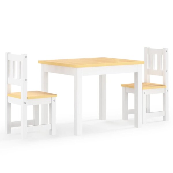vidaXL Ensemble de table et chaises pour enfants 3 Pièces Blanc et beige