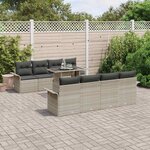 vidaXL Ensemble de canapé de jardin 9 Pièces Gris clair Poly rotin