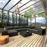 Vidaxl salon de jardin 10 pièces avec coussins résine tressée noir