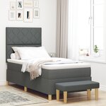 vidaXL Lit à ressort avec matelas et banc gris foncé 90x200 cm tissu