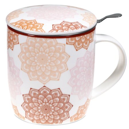 Mug mandalas rose avec infuseur