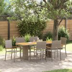 Ensemble de salle à manger de jardin vidaXL 7 pièces gris poly rattan