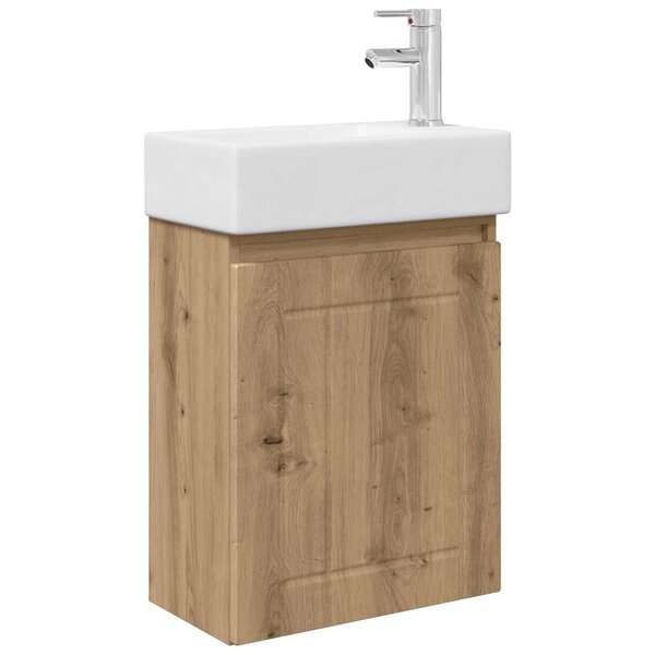 vidaXL Meuble de salle de bain avec robinet Chêne artisanal