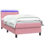 vidaXL Sommier à lattes de lit avec matelas et LED rose 100x220 cm velours