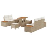 vidaXL Ensemble de canapé de jardin avec coussin 8 Pièces Beige et crème