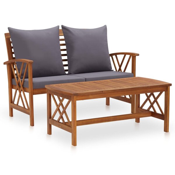 vidaXL Salon de jardin 2 Pièces avec coussins bois d'acacia solide