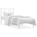 vidaXL Cadre de lit métal sans matelas avec tête de lit blanc 80x200cm