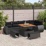 vidaXL Ensemble de canapé de jardin 9 Pièces Noir Poly Rattan
