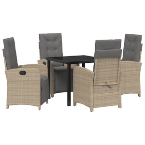 vidaXL Ensemble de salle à manger pour jardin 5 Pièces Beige polyrotin