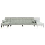 vidaXL Canapé-lit en forme de L gris clair 271x140x70 cm velours