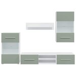 vidaXL Meubles TV avec lumière LED 5 Pièces vert olive bois d'ingénierie