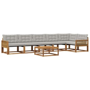 vidaXL Ensemble de canapés d'extérieur 7 Pièces Naturel et gris clair