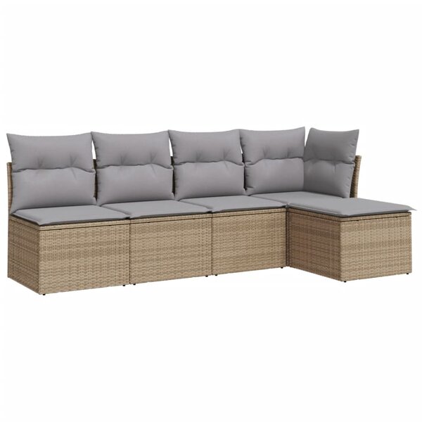 vidaXL Salon de jardin avec coussins 5 Pièces beige résine tressée